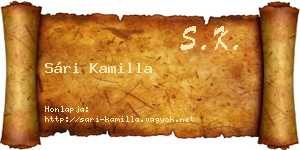 Sári Kamilla névjegykártya